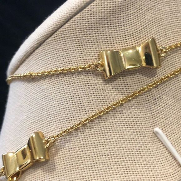 KATE SPADE Gold Tone Gold Enamel Bow Long Necklace - Picture 12 of 14